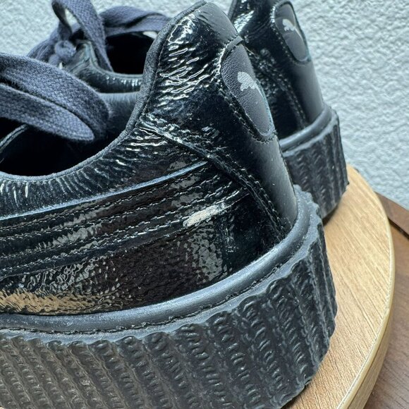 Puma x‎ Fenty By Rihanna Creeper Black patent leather platform Sneakers Size 9.5 - Picture 9 of 9
